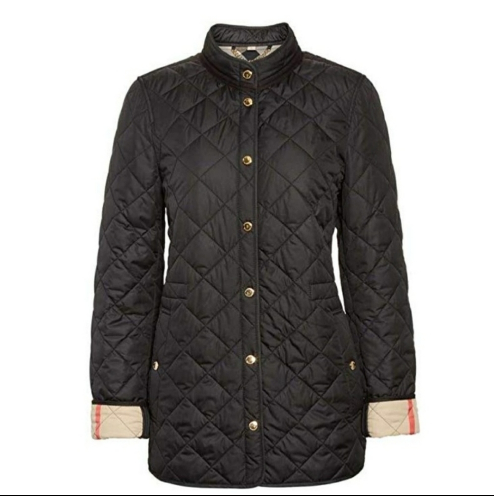 Burberry Black Quilted Jacket with Gold Accents
